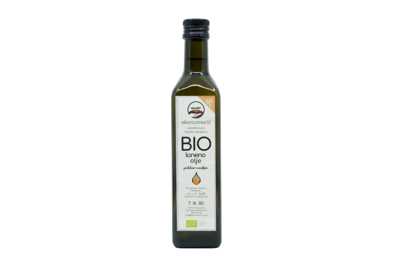 Bio hladno stiskano laneno olje 0.5 L